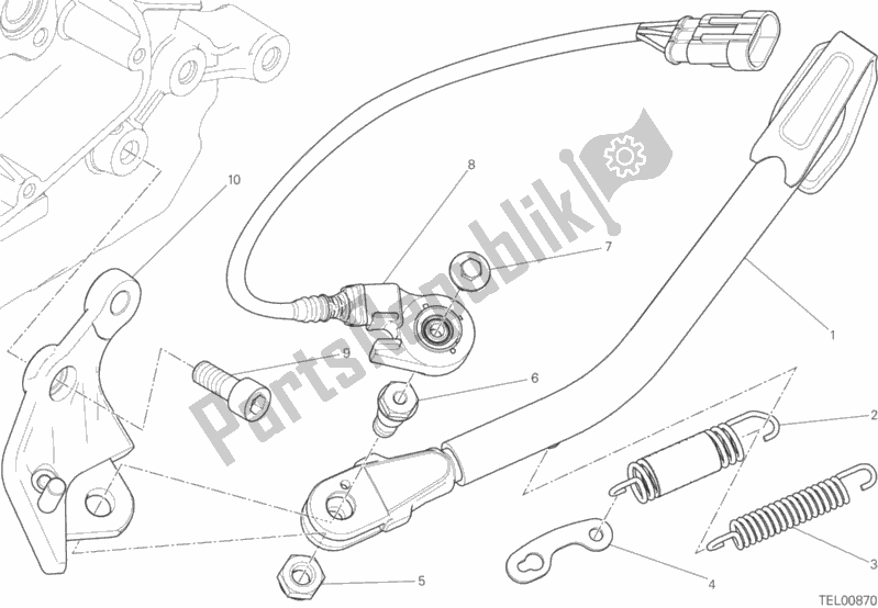 Todas as partes de Suporte Lateral do Ducati Scrambler Flat Track Brasil 803 2018
